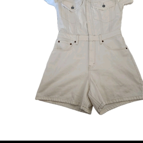 Abercrombie & Fitch Women’s Cream Denim Romper Casual One-Piece Summer Short XS - Picture 9 of 16